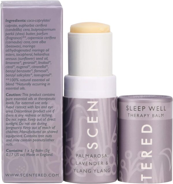Scentered Aromatherapy Balm Stick - Sleep Well Lavender Essential Oil Roll On to Help Sleep - All Natural Sleep Aid with Palmarosa & Ylang Ylang - Aromatherapy Gifts for Women