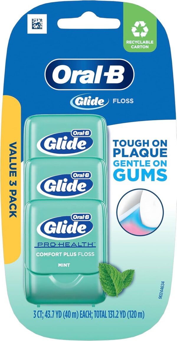 Oral-B Comfort Plus Glide Dental Floss Pack, Mint, 3 Count