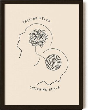 EXCOOL CLUB Therapy Office Decor Mental Health Posters - 12x16 Counseling Wall Art for Therapist Office Decor, Boho Talking Helps Poster for School Counselors Supplies, Psychology Decor (UNFRAMED)