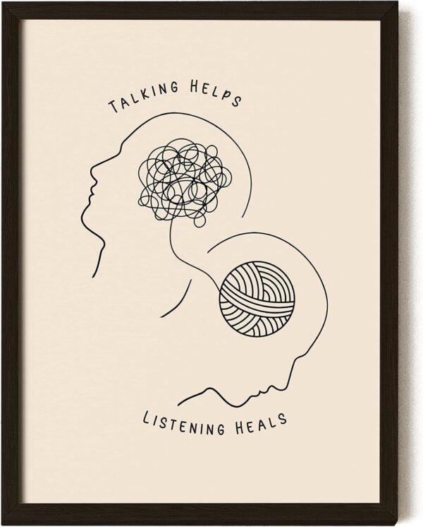 EXCOOL CLUB Therapy Office Decor Mental Health Posters - 12x16 Counseling Wall Art for Therapist Office Decor, Boho Talking Helps Poster for School Counselors Supplies, Psychology Decor (UNFRAMED)