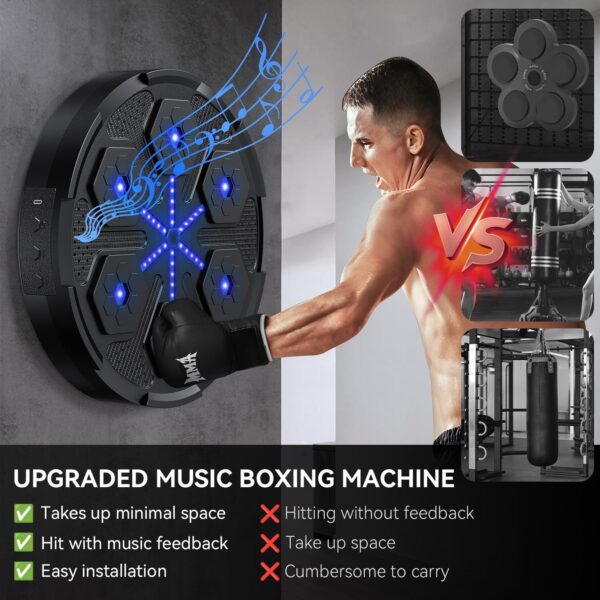 2025 Upgrade Music Boxing Machine, 5.0 Smart Bluetooth Boxing Machine Trainer with Boxing Gloves, Music Boxing Machine for Adults Kids, Boxing Target Workout Equipment for Home Office Gym
