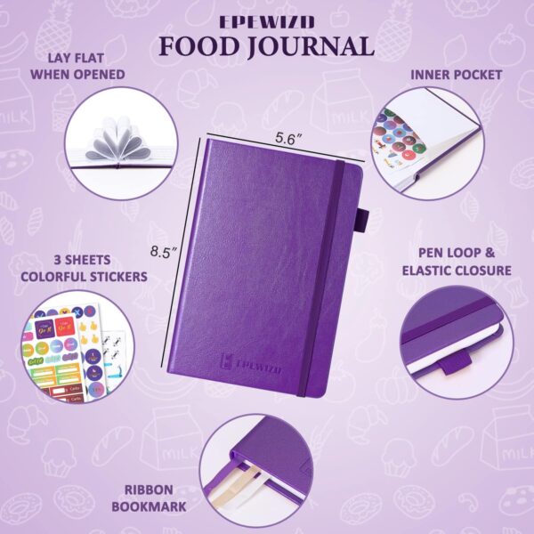 Food Journal for Weight Loss, Meal Planner & Daily Food Wellness Diary to Count Calories Nutrient Intake,Weight Loss Journal to Track Health, Achieve Diet Fitness Goals (A5 size)-Purple