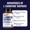 Premium L-Carnitine Tartrate Supplement - 1500mg - Utilize Fat for Energy with Tartrate, Lean Muscle Gain, Boost Natural Energy, Support Metabolism & Fatigue - 120 Non-GMO Pure L Carnitine Capsules