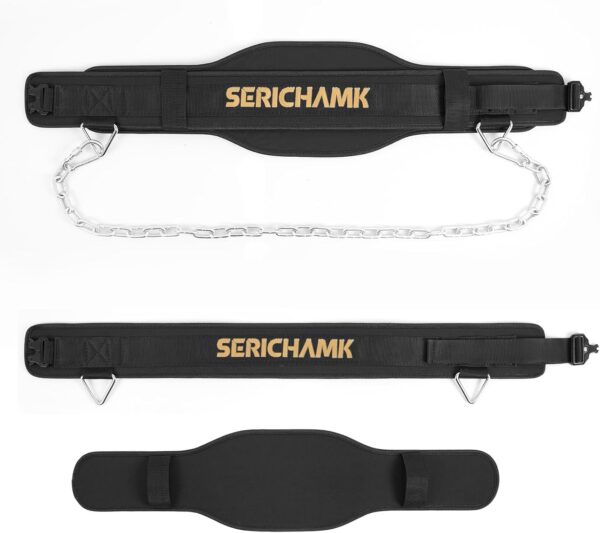 Weighted Dip Belt for Weight Lifting With Chain 46" and Loading Straps,Weighted Belt,Pullup Dip Weight Belt with Chain, Weighted Pull Up Belt for Weights,Belt Squat Belt with Chain
