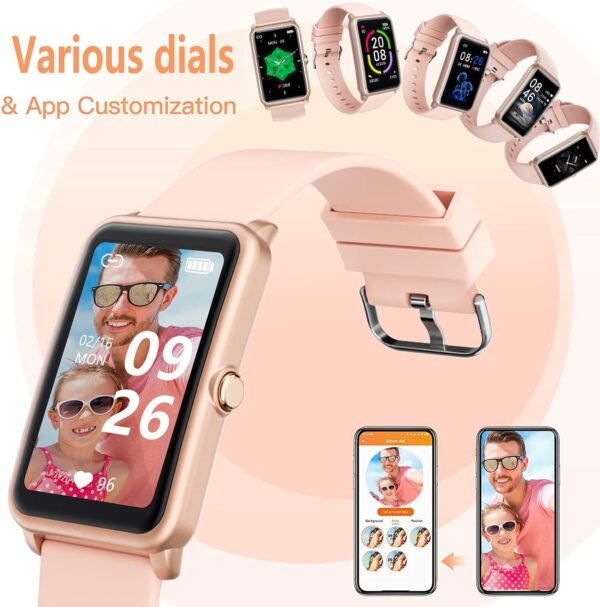FITVII Fitness Tracker, Heart Rate Blood Pressure Monitor Activity Tracker, 1.57'' Touch Screen Calorie Step Counter IP68 Waterproof Watch with Weather Sleep Monitor Music Control for Women Men Kids