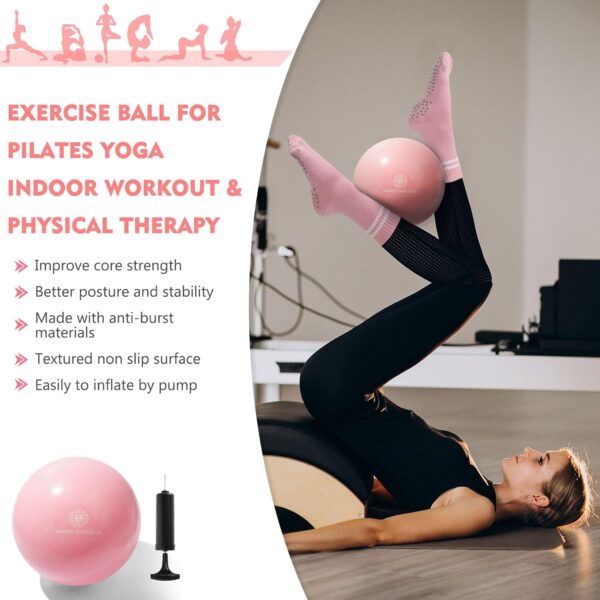 Pilates Ball Resistance Bands Pilates Socks Sets, Loop Exercise Bands 5 Levels, Small Pilates Ball 9 Inch, Non Slip Socks Grips Yoga Kit for Home Workouts