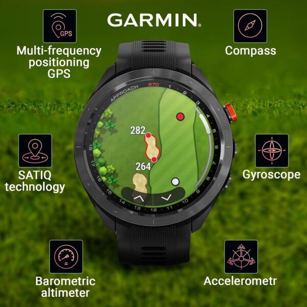 Wearable4U - Garmin Approach S70: Ceramic 47 mm Golf Smartwatch|1.4" AMOLED Display Up to 16 Days Battery Life, Multisport GPS Premium Watch w/ 43K+ Golf maps & Gift Bundle