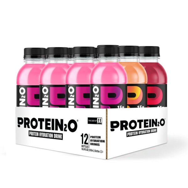 Protein2o 15g Whey Protein Isolate Infused Water, Ready To Drink, Gluten Free, Lactose Free, No Artificial Sweeteners, Flavor Fusion Variety Pack, 16.9 oz Bottle (Pack of 12)