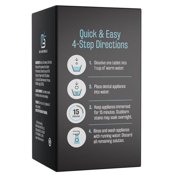 M3 Naturals Overnight + Whitening Retainer Cleaner | FSA HSA Approved | Remove Stains, Discoloration, and Plaque | 4 Month Supply | Denture Cleanser with Whitening Boost