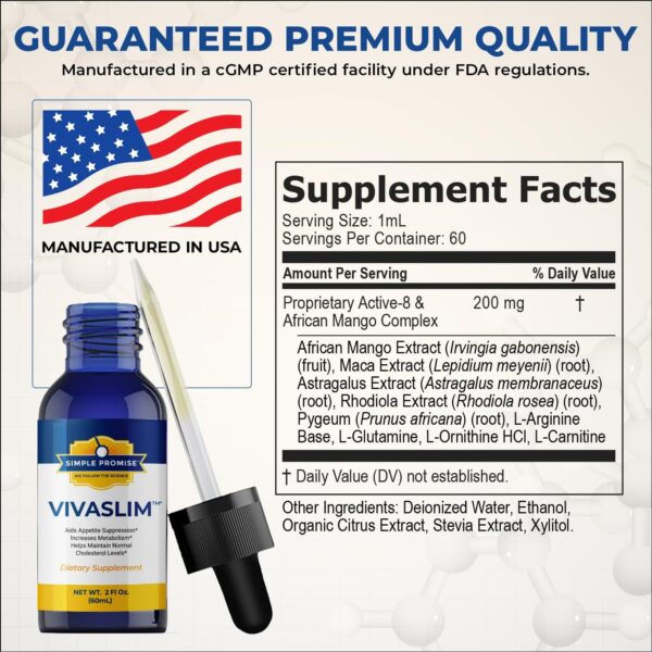 Simple Promise VivaSlim - Organic African Mango Extract Liquid Drops - Irvingia Gabonensis Extract for Weight Management, with Maca to Promote High Energy Levels, Supports Ketosis Diet - 2 fl oz