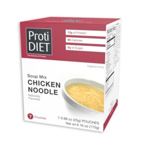 ProtiDIET Chicken Noodle Soup (7 Pouches), High Protein, Delicious Chicken Noodle Soup Mix, No Sugar Meal Replacement, No Trans Fat, 15G Protein, 90 Calories 6.2 oz