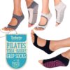 Tucketts Toeless Pilates Socks with Grips for Women, Non-Slip Barre Yoga Socks with Grips for Barefoot Workouts, Sizes 5-13