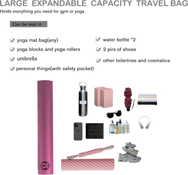 Yoga Mat Bag with Shoes compartment & Wet Compartment & shoulder bag &crossbody yoga bag large yoga bag with Yoga Mat Holder Yoga Bag with Adjustable Mat Strap for Women Men