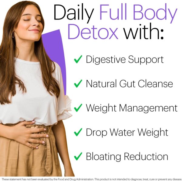 Wellthy Full Body Detox and Immune Support - Advanced Digestive Health, Gut Cleanse and Bloating Relief - All Natural Formula with Milk Thistle, Dandelion Extract and L-Carnitine | 30-Day Supply