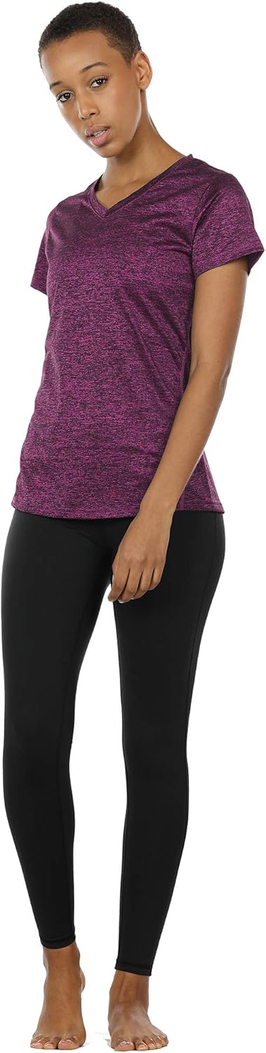 icyzone Workout Shirts Yoga Tops Activewear V-Neck T-Shirts for Women Running Fitness Sports Short Sleeve Tees