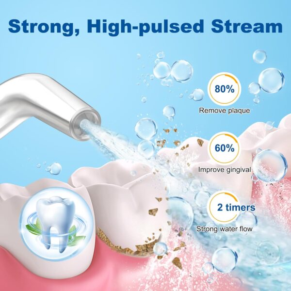 Water Flosser for Teeth, 300ML Cordless Oral Irrigator Rechargeable Dental Flosser Teeth Picks with 5 Modes 5 Jet Tips,IPX7 Waterproof Teeth Cleaner for Braces Gum Care, Home Travel Use