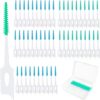 300 Pieces Dual-Use Interdental Brushes Soft Silicone, Disposable Dental Picks,Premium Dental Floss Picks for Effective Teeth Cleaning(200pcs Green+100pcs Blue)