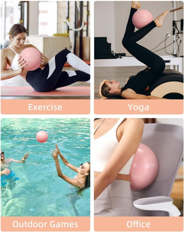 YOTTOY Pilates Ball, 10-inch Exercise Ball with Anti-Burst Technology for Stability, Stability Ball for Yoga, Pilates, Physical Therapy, Home Gym and Office Fitness Equipment