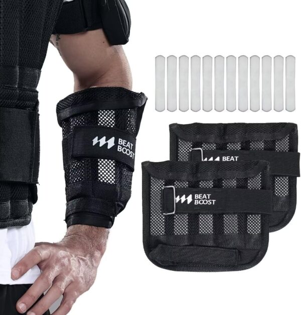 Wrist Weights A Pair of 8 Lbs for Women Men Adjustable BeatBoost Arm Weight Set for Walking Pilates Exercise Workout Gym Aerobics