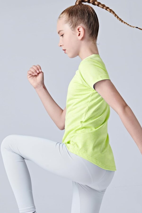 4 Pack: Youth Girls Athletic Shirts, Short Sleeve Dry Fit Apparel Tech Tshirts, Sports Activewear for Kids Teens