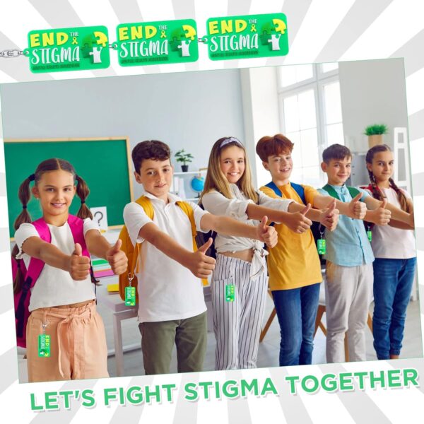 Yinkin End the Stigma Mental Health Awareness Key Chains Inspirational Gifts Green Ribbon Jewelry for Men Women Support
