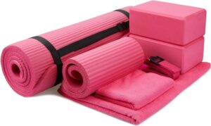 BalanceFrom 7-Piece Set - Include Yoga Mat with Carrying Strap, 2 Yoga Blocks, Yoga Mat Towel, Yoga Hand Towel, Yoga Strap and Yoga Knee Pad, Multiple Colors