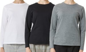 May You Be Women’s 100% Soft Cotton Crew Neck Long Sleeve T-Shirt (2-Pack,3-Pack)
