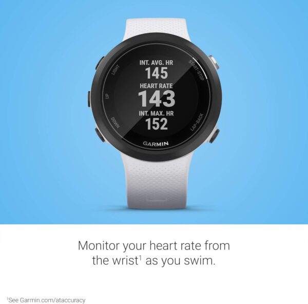 Garmin Swim 2, GPS Swimming Smartwatch for Pool and Open Water, Underwater Heart Rate, Records Distance, Pace, Stroke Count and Type, White