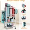 S1 Home Gym Storage, 3-Tier Workout Equipment Organizer with Wheels for Yoga Mats, Foam Roller, Dumbbells, Kettlebells, and Resistance Bands, 47.4" H x 27.5" W x 11.8" D, White