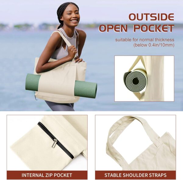 Yoga Bag with Yoga Mat Carrier, Pilates Tote Bag and Yoga Block for Women, Canvas Shoulder Bag with Pocket for Gym, Office, Travel, Beach, Workout, Sports, Fits All Your Stuff Yoga Mat Holder