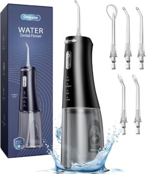Onlyone Water Dental Flosser Pick for Teeth, 300ML Portable Oral Irrigator, Rechargeable Travel Irrigation Cleaner, Professional Electric Flossing Machine for Teeth Cleaning,IPX7 Waterproof