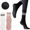 3 Pairs Pilates Grip Socks, Yoga Socks with Grips for Women, Non-Slip Socks for Workout