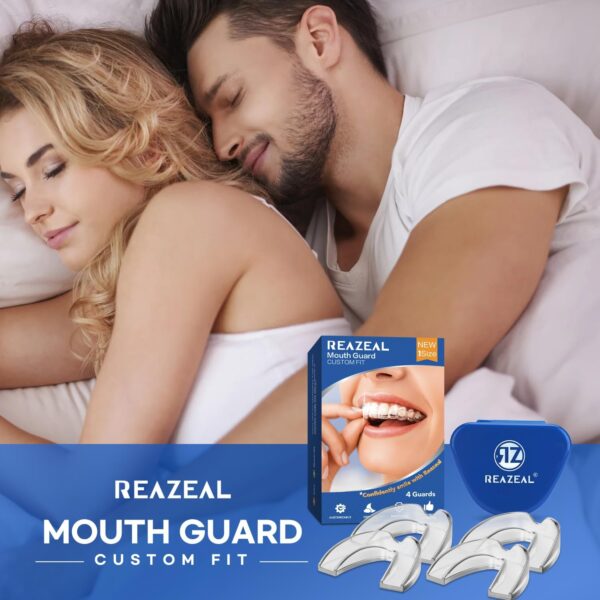 Mouth Guard for Grinding Teeth at Night: Moldable Dental Guard for Sleeping - Nighttime Protection for Teeth 4 Pack