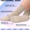 yeuG 4 Pairs Non Slip Pilates Socks with Grips for Women, Grip Socks for Yoga Barre Grippy Crew Socks Woman Sticky Socks