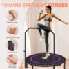 BCAN 450/550 LBS Foldable Mini Trampoline, 40"/48" Fitness Trampoline with Bungees, U Shape Adjustable Foam Handle, Stable & Quiet Exercise Rebounder for Adults Indoor/Outdoor Workout