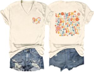 Let Them Misunderstand Mental Health Shirt for Women V-Neck Funny Saying Graphic Top Inspirational Graphic Tees