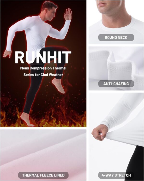Runhit Men's Thermal Compression Shirt Fleece Lined Long Sleeve Thermal Shirts Athletic Base Layer Top Cold Weather Gear