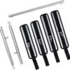 Spreader Bar Heavy Duty Stainless Steel Expandable Black Bar Home Gym with 4pcs Furry Purple Adjustable Strap,Sports Aid Training Fitness Gear Pilates Aid Kit,Yoga Set (Silver+Silver PU Kit)
