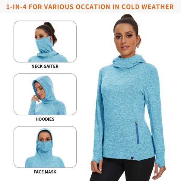 Soneven Women's Fleece Running Pullover Winter Outdoor Thermal Sweatshirts Cold Weather Ski Hiking Shirts With Thumbholes