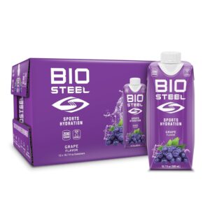 BioSteel Sports Drink, Sugar-Free Formula with Essential Electrolytes, Grape Flavor, 16.7 Fluid Ounces, 12-Pack