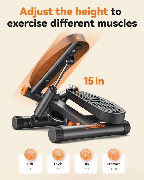 Niceday Twist Stepper for Exercise at Home, Mini Stair Stepper with Resistance Bands at Home Workout Equipment with 300LBS Loading Capacity, Hydraulic Fitness Stepper with LCD Monitor Gray