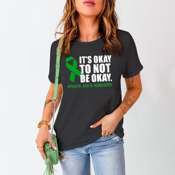 MAIHUN Womens Green Ribbon Awareness Shirts Mental Health Matters Tshirt Inspirational Tee Top