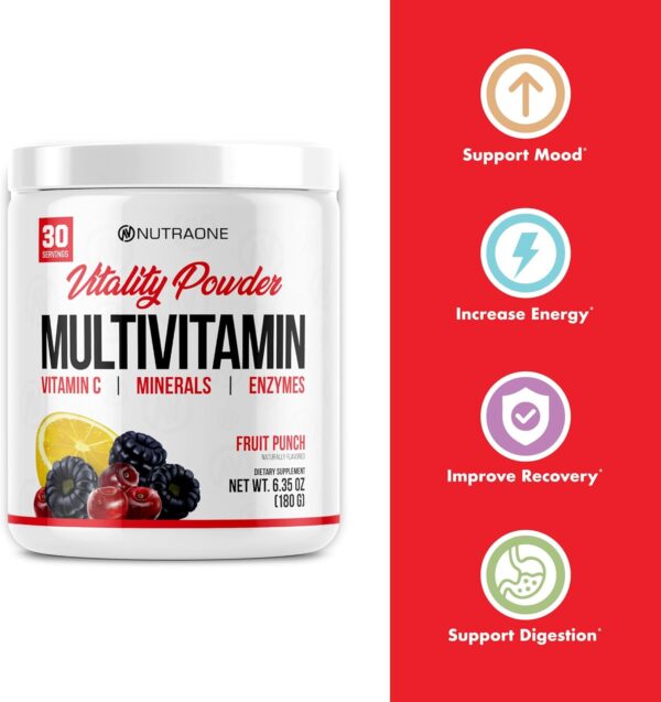 NutraOne Vitality Vitamin Powder Powdered Vitamin and Mineral Supplement (Fruit Punch - 30 Servings)