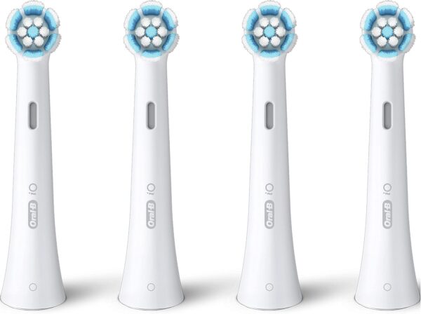 Oral-B iO Gentle Care Electric Toothbrush Head, Twisted & Angled Bristles for Deeper Plaque Removal, Pack of 4 Toothbrush Heads, Suitable for Mailbox, White
