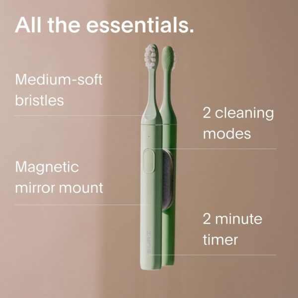 SURI Electric Toothbrush—Sustainable Electric Toothbrushes Adults, Slim Sonic Toothbrush & Accessories, 40-Day Battery, Travel Toothbrush with UV Cleaning Case, Ideal Christmas Gifts for Women & Men