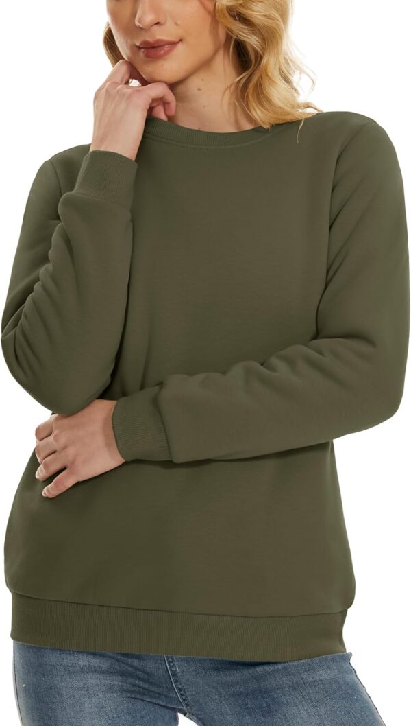 MAGCOMSEN Women's Sherpa Lined Sweatshirts Thermal Casual Crewneck Fleece Pullover Winter Warm Thick Long Sleeve Tops