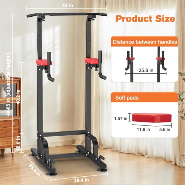RELIFE REBUILD YOUR LIFE Power Tower Pull Up Bar Dip Station for Home Gym Adjustable Height Strength Training Workout Equipment