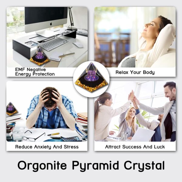 DRTMLY Orgone Pyramid, Orgonite Crystal Pyramid, Orgone Energy Generator for Reduce Stress Healing Meditation Attract Wealth and Lucky (with 1 Chakra Bracelet)