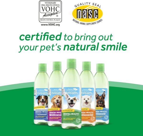 TropiClean Fresh Breath Water Additive for Dogs | Dog Breath Freshener & Teeth Cleaning Solution | No Toothpaste or Toothbrush Required | 33.8 oz