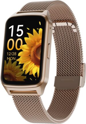 Smart Watch Health Fitness Tracker with 24/7 Heart Rate, Blood Oxygen Sleep Monitor, 110+ Sports Modes, Step Calorie Counter Pedometer IP68 Waterproof (Gold, 1.57)